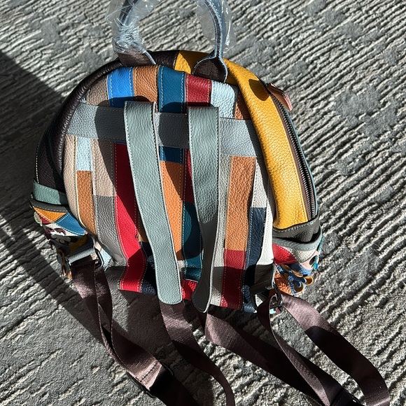 Multicolor 100% european leather flower backpack - Picture 2 of 6